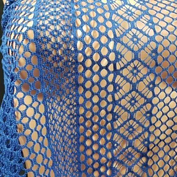 VS Blue Sexy FishNet Lace Cross Back Straps Tank S - Picture 4 of 4